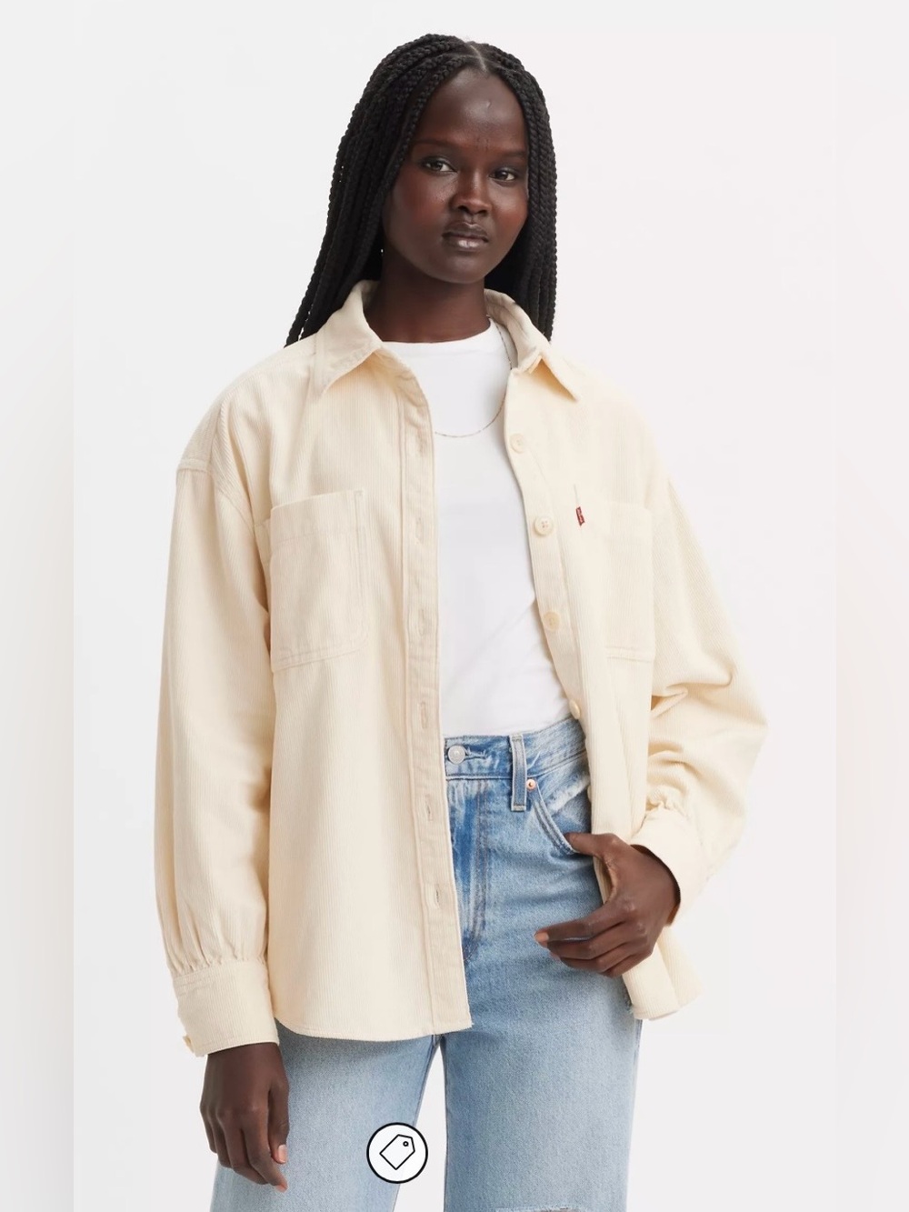 Women’s Levi’s oversized button down corduroy shirt yellow size medium